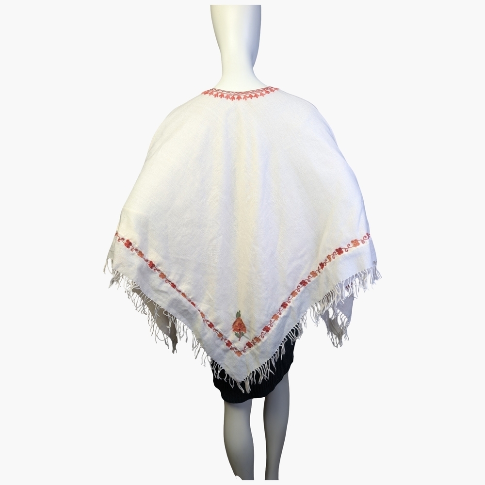 Floral Embroidered Fringe Poncho | One Size Fits Most - Picture 4 of 6